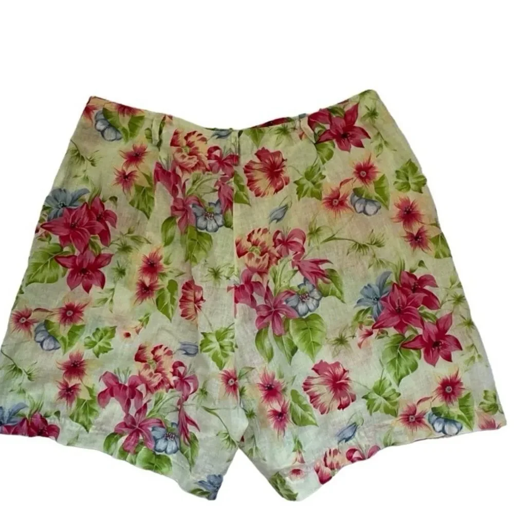 Villager Floral Skort Skirt Linen Cotton Liz Claiborne SZ 16